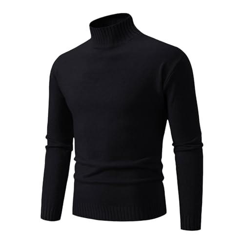 rollkragenpullover herren, Strickpullover Herren Norweger Sweater - Winter Warm Pullover Aesthetic Rollkragenpullover Elegant Arbeitspullover Fleecepullover Rundrals Einfarbig Loose Fit Grobstrick Pul von Generisch