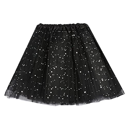 schwarzer Petticoat Damen, Tüll Damen Ballett Kurz Tutu Rock - Damenrock Tüllrock 50er Rockabilly Petticoat Unterrock Tanzrock Blase Tuturock Tütü Minirock Reifrock Kleid Underskirt In Viele Farbe von Generisch