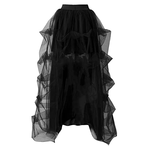 schwarzer tüllrock damen, Tutu Rock Damen Retro Karneval Kostüm - Tüllrock Lang Elegant Mesh Stufenrock Tüll Knielang Tütü Röcke Für Party Hochzeit Fest Freizeit Unterrock Hohe Taille Petticoat Pettis von Generisch