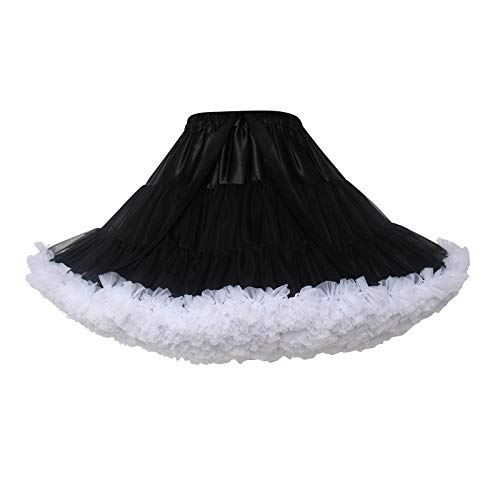 schwarzer tüllrock damen, Unterrock Damen Fasching Rockabilly Tütü Rock - Kurz Hohe Taille Puffy Minirock Ballett Tulle Mit Rot Herz From Retro 50er Adult Teen Tanzkleid Party Halloween Faschingskostü von Generisch