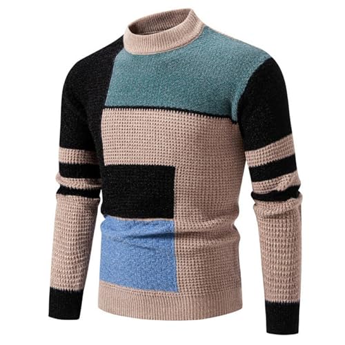 solid Pullover Herren, Pulli Herren Winter Warm Strickpullover - Fleecepullover Streetwear Sweatshirts Pullover Elegant Rollkragenpullover Zopfmuster Herbst Grobstrick Einfarbig Sweater von Generisch