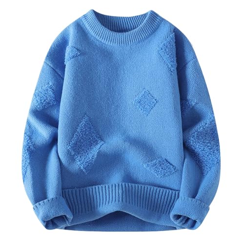 solid pullover herren, Pullover Herren Winter Warm Pulli - Arbeitspullover Oversize Winterpullover Y2k Fleecepullover Casual Sweater Ohne Kapuze Sweatshirts Damen Strickpullover Pattern Langarm Rundha von Generisch