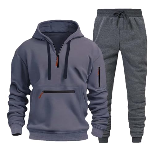 sportanzug herren, Jogginganzug Herren Freizeitanzug Sport Anzug - Pullover Oversized Jogger Langarm 2-Teilig Fitness Kapuzenpullover Y2k Stussy Hoodie Und Baggy Baumwolle Jogginghose Lang Trainingsho von Generisch