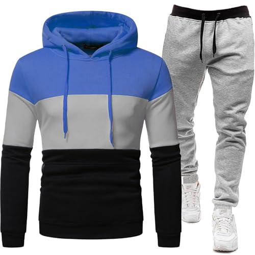 sportanzug herren, Trainingsanzug Herren Jogginghose Jogginganzug - Jogger Streatwear Trainingsjacke Sport Sportbekleidung 2-Teilig Pullover Langarm Kapuzenpullover Hoodie Und Baggy Baumwolle Sporthos von Generisch