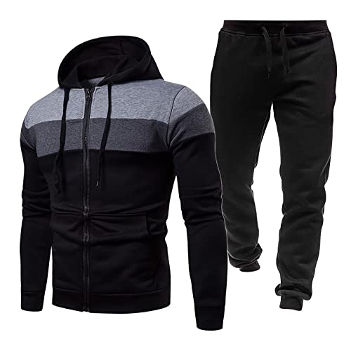 sportanzug herren, Trainingsanzug Herren Pullover Jogginganzug - Jogginghose Langarm 2-Teilig Baumwolle Kapuzenpullover Oversized Streatwear Mit Taschen Anzug Y2k Hoodie Und Baggy Sportanzug Freizeita von Generisch