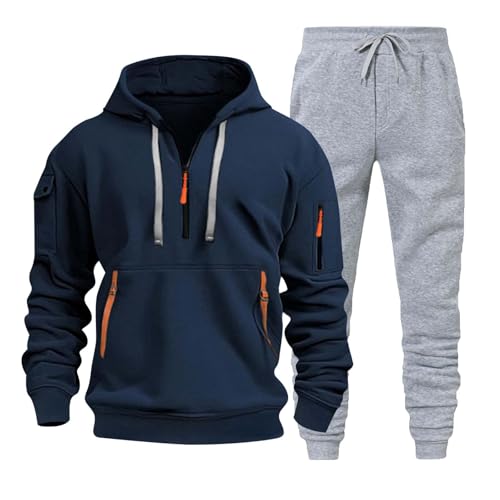 sportanzug herren, Trainingsanzug Herren Pullover Sportanzug - 2-Teilig Baumwolle Streatwear Trainingsjacke Streetwear Y2k Langarm Sportbekleidung Hoodie Und Baggy Sporthose Teenager Kapuzenpullover J von Generisch