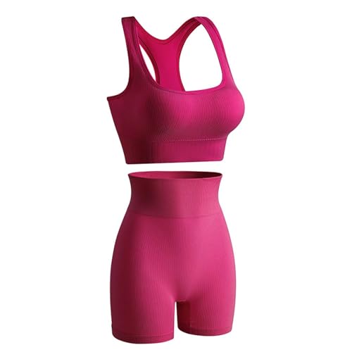 sportkleidung damen, Sport Set Damen Zweiteiler Sportkleidung - Baumwolle Kleidung Scrunch Trainingsanzug Yoga Jogginganzug Mädchen Fitness Kurz Sportanzüge Jogginganzug, Hohe Taille Workout Outfits N von Generisch