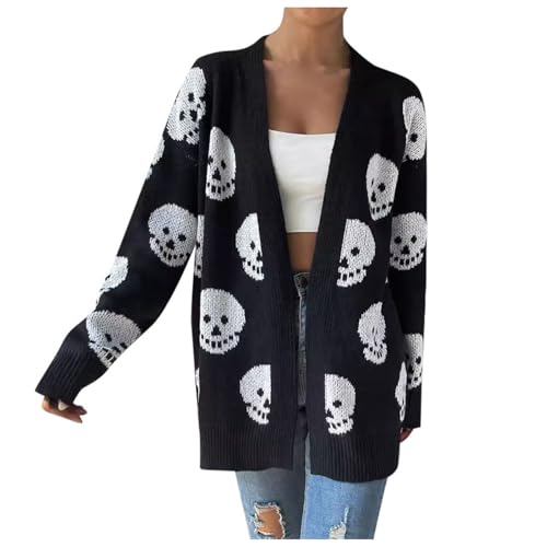 strickjacke damen, Cardigan Damen Sommer Strickjacke - Strickweste Strickcardigan Elegant Übergangsjacke Mit Knöpfen Kuscheljacke Casual Einfarbig Offene Front Jacke Knöpfe Fleecejacke Langarm Slim Fi von Generisch