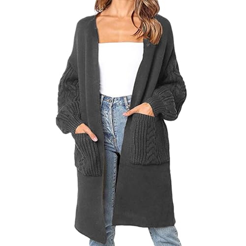 strickjacke damen, Strickjacke Damen Mit Knöpfen Cardigan - Häkelpulli Sommer Kuscheljacke Winter Bolerojacke Casual Übergangsjacke Frauen Feinstrickjacke Langarm Strickpullover V-Ausschnitt Vintage K von Generisch