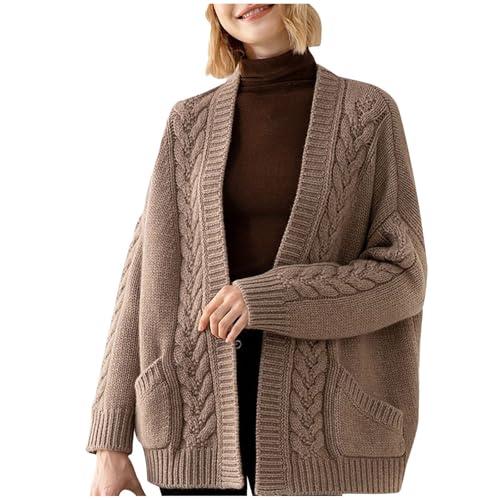 strickjacke damen grobstrick, Strickjacke Damen Leichte Cardigan - Strickblazer Grobstrick Strickpullover Dünner Frauen Bolerojacke Casual Winterpullover Langarm Elastisch Leicht Solid Gestrickt Blaze von Generisch