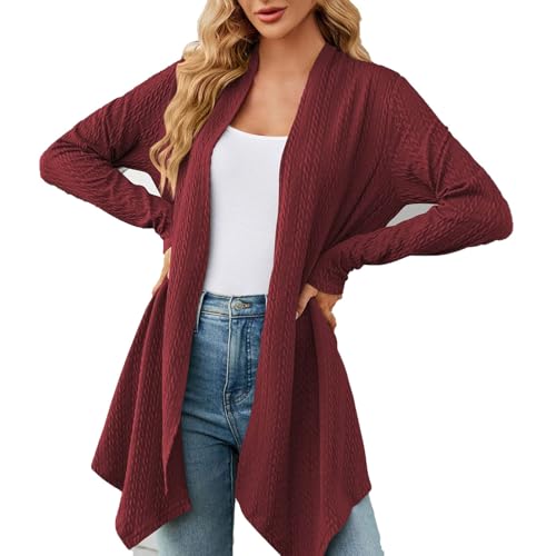 strickjacke mädchen, Strickjacke Damen Leichte Cardigan - Übergangsjacke Sommer Strickmantel Winter Strickcardigan Mit Knöpfen Häkelpulli Elegant Feinstrickjacke Einfarbig Offene Front Jacke Knöpfe Fl von Generisch