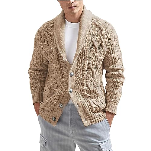 strickpullover herren, Pullover Herren Ohne Kapuze Sweater - Sweatshirts Langarm Rollkragenpullover Elegant Pulli Oversize Strick Strickpullover Rundrals Einfarbig Loose Fit Grobstrick Warm Langarmshi von Generisch