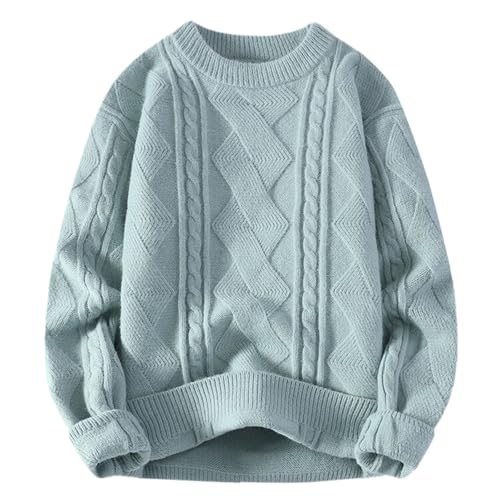 sweater herren, Strickpullover Herren Merino Pulli - Sweater Casual Y2k Strickpulli Longsleeve Norweger Fleecepullover Oversize Rundhals Langarm Gestreifte College Teenager Mädchen Pullover Retro Wint von Generisch