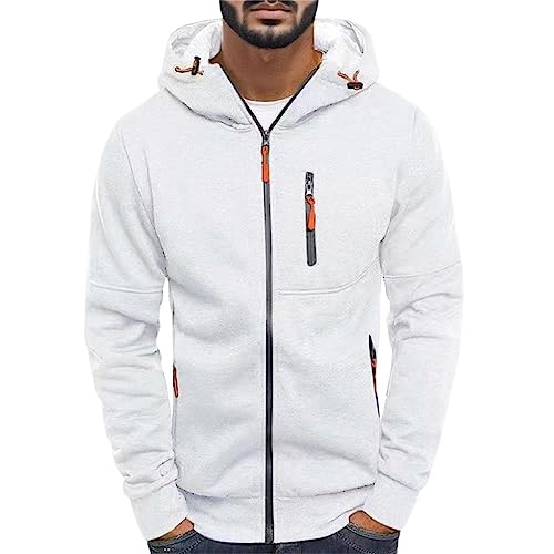 sweatjacke herren, Kapuzenpullover Herren Reißverschluss Hoodie - Sportjacke Mit Kapuze Sommerjacke Baumwolle Jack Ausdrucken Sweatjacke Sommer Freizeitjacke Classic Pullover Einfarbig Sweatshirt Basi von Generisch