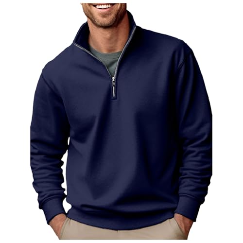 sweatshirt herren, Herren Rollkragenpullover Zip Pullover Winter Arbeitspullover - Strickpullover Winterpullover Turtleneck Sweater Pulli Warm Langarmshirt Herren Sweatshirt Mit Langen Ärmeln Und Vier von Generisch