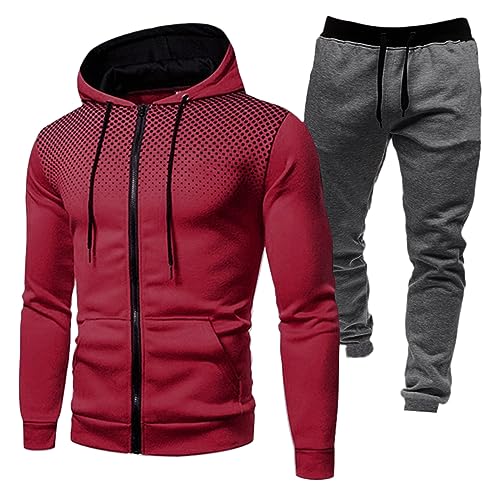 trainingsanzug herren, Sportanzug Herren Hoodie Jogginganzug - Anzug Jogger Y2k Zweiteiler Hausanzug Oversized Mit Taschen Sportbekleidung Pullover Stussy Und Baggy Baumwolle Jogginghose Lang Training von Generisch