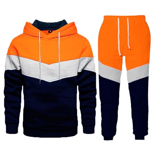 trainingsanzug herren, Tracksuit Herren Trainingsjacke Sportanzug - Hausanzug Zweiteiler Y2k Langarm Anzug 2-Teilig Kapuzenpullover Pullover Mit Taschen Fitness Kapuzenjacke Jogginghose Jogginganzug S von Generisch