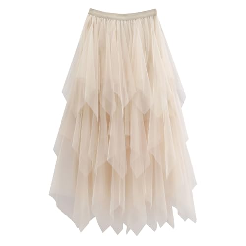 tüllrock damen lang, Röcke Damen 80er Party Tüllrock - Lang Karneval Elegant Mesh Rock Stufenrock Tüll Knielang Tütü Für Hochzeit Fest Freizeit Unterrock Hohe Taille Petticoat Midirock Elastische Ball von Generisch