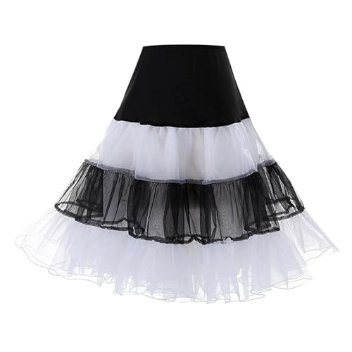 tüllrock damen schwarz, Tütü Rock Damen 50er Karneval Kostüm Petticoat - Tüllrock Klassisch Elastisch 3-Lagig Tutu Schwarz Weiß Rosa 80er Unterrock Crinoline Minirock Reifrock Kleid Tüll Underskirt In von Generisch