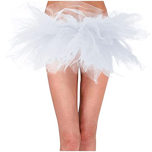 tüllrock damen weiß, Tüll Damen 50er Ballett Unterrock - Karneval Kostüm Tüllrock Rockabilly Petticoat Tutu Rock Kurz Tanzkleid Ballkleid Abendkleid Gelegenheit Zubehör Tütü Abschlussball Party Miniro von Generisch