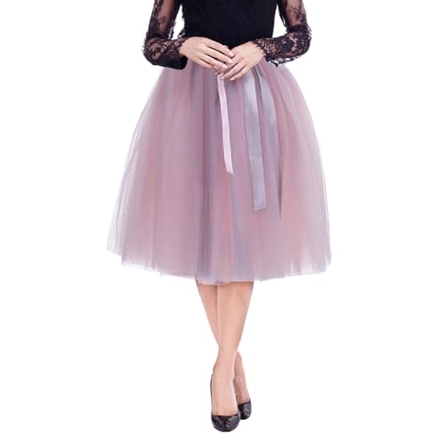 tüllrock grau damen, Petticoat Damen Kurz Karneval Kostüm Tutu Rock - Tüllrock Damen, 50er Rockabilly Röcke Unterrock Ballett Vintage Ballettrock Mesh Tanzen Minirock Tanzkleid Ballkleid Abendkleid Ge von Generisch