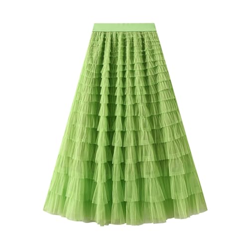 tüllrock grün damen, Petticoat Damen Rockabilly Retro Tüll Rock - Tüllrock Elegant Mesh Lang Stufenrock Knielang Tütü Röcke Für Karneval Party Hochzeit Midirock Sommerrock A-Linie Midi Schwarz Pliseer von Generisch