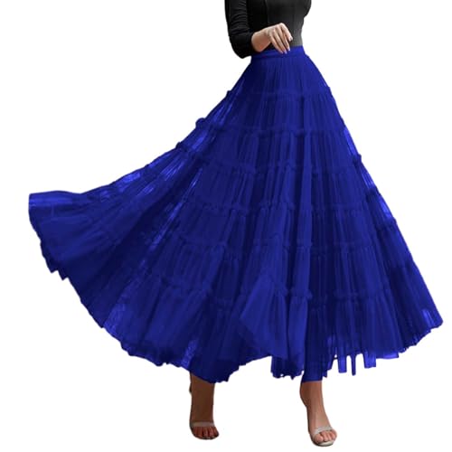 tüllrock hellblau damen, Tüll Rock Damen Lang Rockabilly Tütü - Tüllrock Karneval Elegant Mesh Stufenrock Knielang Röcke Für Party Hochzeit Fest Freizeit Unterrock Hohe Taille Petticoat Elastisch High von Generisch