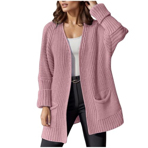 warme Strickjacke Damen, Cardigan Damen Lang Strickjacke - Kuscheljacke Casual Feinstrickjacke Mit Knöpfen Frauen Bolerojacke Sommer Strickcardigan Kurzarm Leicht Bolero Open Front Raffung von Generisch