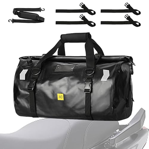 wasserdichte Reisetasche, Motorradgepäck | 40L großer Motorrad-Heck-Trockenrucksack | Reflektierende Streifen, Outdoor-Reisegepäck, vielseitige Satteltaschen für Reisen, Camping, Kajakfahren von Generisch