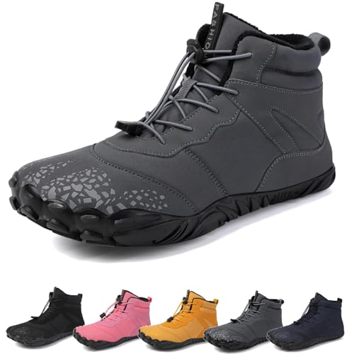 wasserfeste schuhe damen, Barfußschuhe Winter Outdoor Barfußschuhe Herren Damen Herbst Winter, Wasserdicht Barfussschuhe Barefoot Shoes Trekking Wanderhalbschuhe Breiter Zehenbox Minimalistische Beque von Generisch