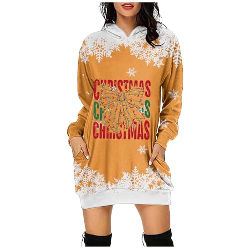 weihnachtskleid Damen, Weihnachtskleid Damen Weihnachtspullover A-Linie Vintage Weihnachten Kleid Weihnachtskleider Elegant Christmas Weihnachtskleidung Hoodie Lustig Langarm von Generisch