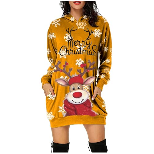 weihnachtskleid Damen rot, Weihnachtskleider Damen Sexy Hoodie Kleid A-Linie Langarm Weihnachtskleid Weihnachtspullover Elegant Christmas Weihnachten Weihnachtskleidung Lustig Vintage von Generisch