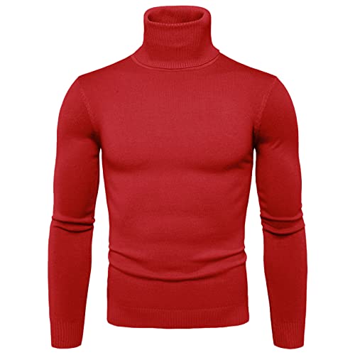 weihnachtspullover herren, Pulli Herren Rollkragenpullover Strickpullover - Sweatshirt Casual Langarmshirt Langarm Pullover Fleece Fleecepullover Oversize Sweatshirts Rundrals Einfarbig Loose Fit Grob von Generisch