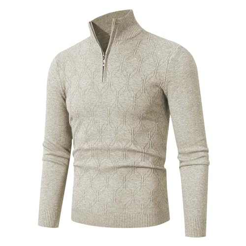 winter pullover herren warm, Sweater Herren Fleece Pulli - Sweatshirt Winter Warm Pullover Aesthetic Ohne Kapuze Rollkragenpullover Elegant Langarmshirt Feinstrick Mit Rundhalsausschnitt Strickpullove von Generisch