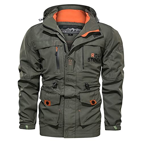 winterjacke herren, Softshelljacke Für Herren Outdoor Winter Jacke - Funktionsjacke Wander Trekking Arbeitsjacke Freizeitjacke Übergangsjacke Atmungsaktiv Mit Kapuze Taschen Warm Innenfutter Windjacke von Generisch