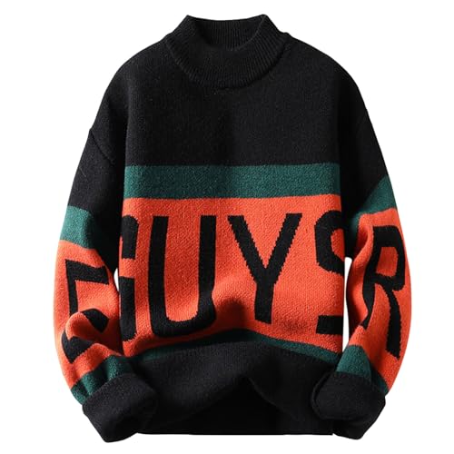 winterpullover herren, Strickpullover Herren Fleece Sweater - Elegant Arbeitspullover Outdoor Pullover Sweatshirts Y2k Rollkragenpullover Basic Damen Oversized Rundhals Unisex Einfarbig Pulli Gestrick von Generisch