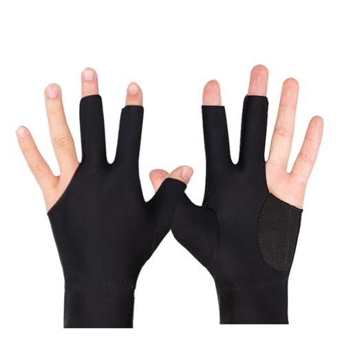 Geonoy Billardhandschuh, linke Billard-Handschuhe, 3 offene Finger, atmungsaktiv, für linke Hand, für Damen und Herren von Geonoy