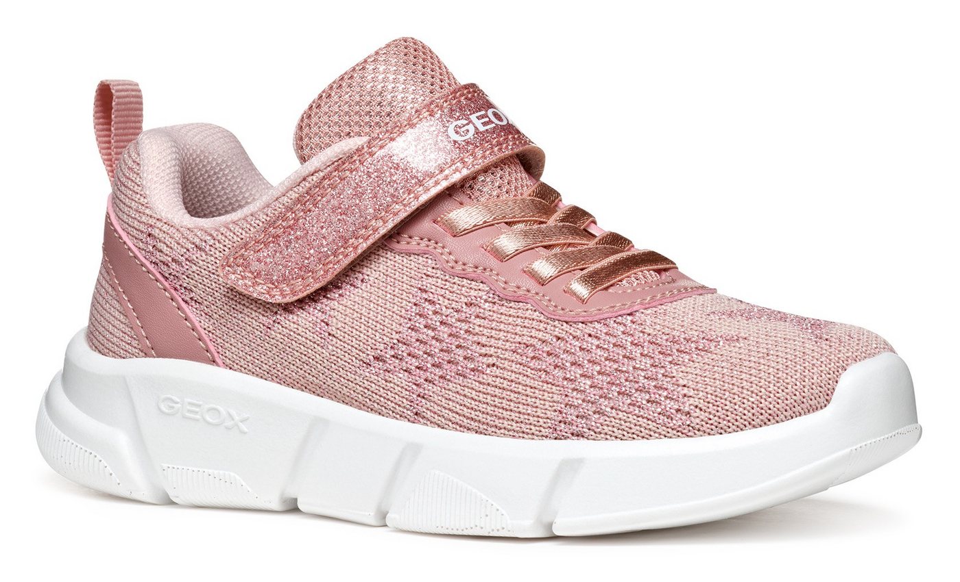 Geox J ARIL GIRL Sneaker, Knitwear Sneaker, Klettschuh mit glitzerndem Klettriegel von Geox