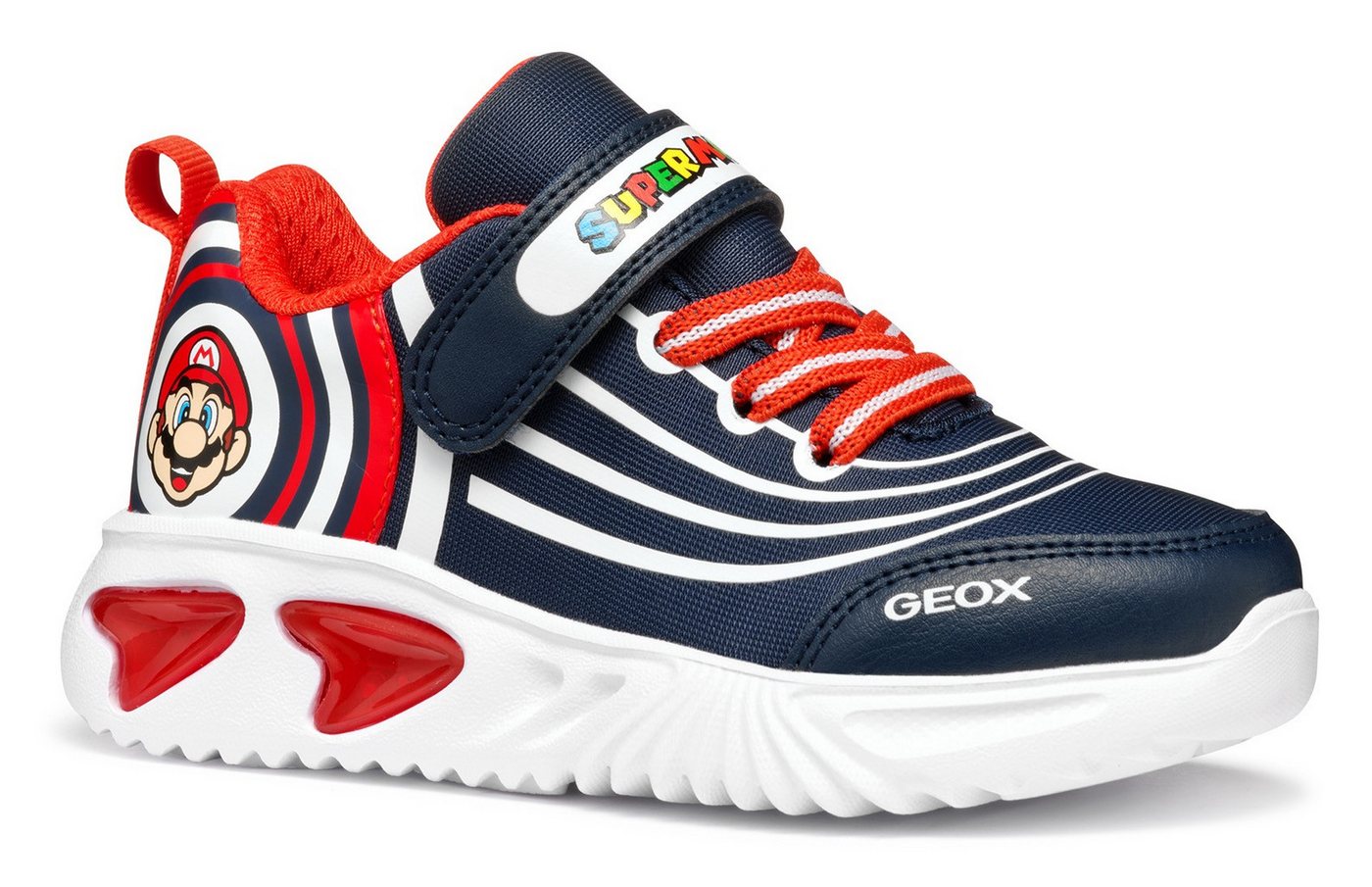 Geox J ASSISTER BOY Blinkschuh Sneaker, Sneaker, Klettschuh, Retro Sneaker mit Super Mario Motiv Geox J ASSISTER BOY Blinkschuh Sneaker, Sneaker, Klettschuh, Retro Sneaker mit Super Mario Motiv von Geox
