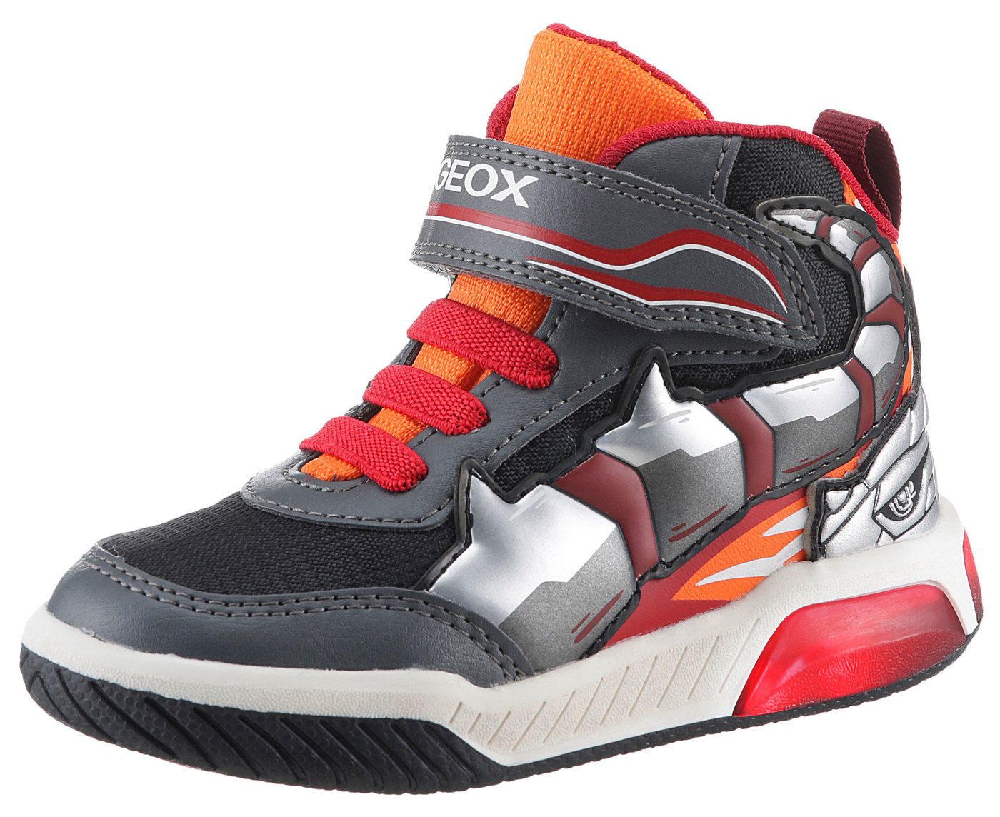 Geox J INEK BOY C - Blinkschuh Sneaker High Top Sneaker, Schnürboots mit coolem Motiv von Geox