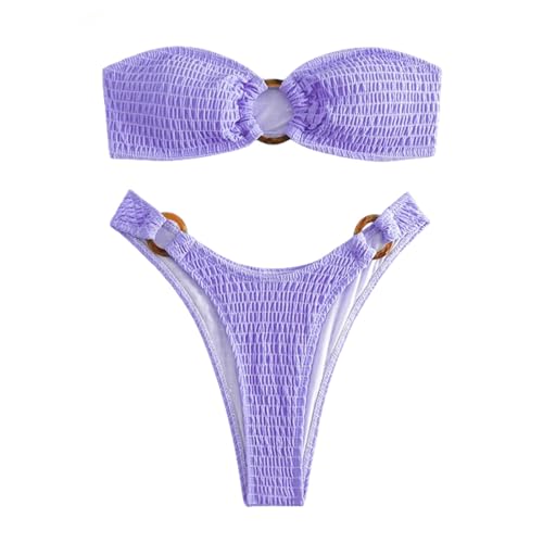 GerRit Bikini Bandeau Bikini Women Badekleidung Badeanzug Strandbekleidung Badezimmer Baden Schwimmbadanzug-lila-m von GerRit