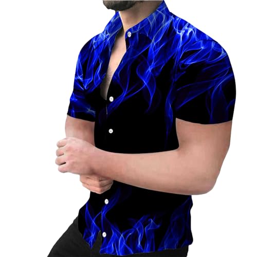 GerRit Herren Hemd Herrenhemd Hawaiian Tops Kurzarm 3D Bedruckte Knopf Kleidung Freizeitmodehemd-Farbe 3-m von GerRit