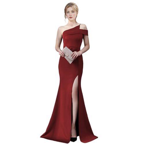 GerRit Kleider Abendkleid Frauen Langes Fischschwanzkleid Cocktailkleid Langes Kleid-weinrot-XL von GerRit