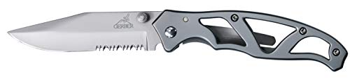 Gerber Taschenklappmesser mit Teilwellenschliff und Taschenclip, Klingenlänge: 8,9 cm, Paraframe II Folding Clip Knife, Edelstahl, 31-003619 von Gerber