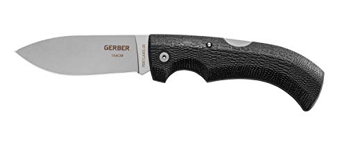 Gerber Taschenklappmesser mit glatter Klinge und Holster, Klingenlänge: 9,5 cm, Gator Folder 154CM, Schwarz, 31-003657 von Gerber