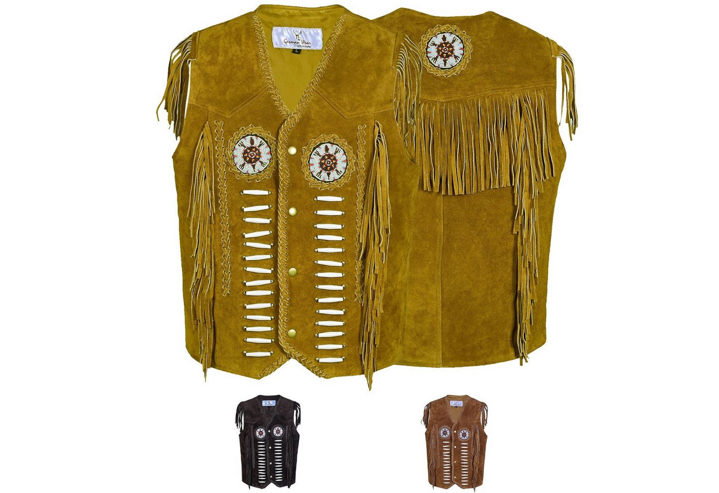 German Wear Reitweste GW950-Weste Western Lederweste Tracht Weste Reiter weste Lederkutte von German Wear