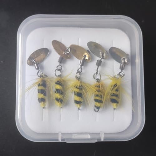 Metall und Nylon Fliegenhaken Köder für Forelle, Topmouth, Culter Barsch, 5 Stück (12# Biene) von Getdoublerich
