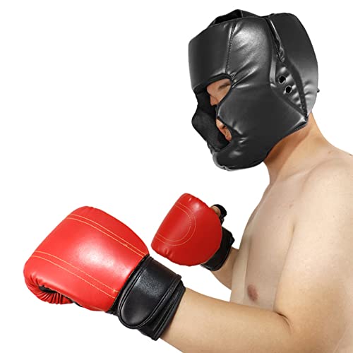 Geteawily Boxkopfbedeckung MMA Muay Thai – Verstellbarer Gesichtsschutz – Kopfbedeckung Helm für Sparring Grappling Martial Arts Kickboxen Taekwondo Karate BJJ Training von Geteawily