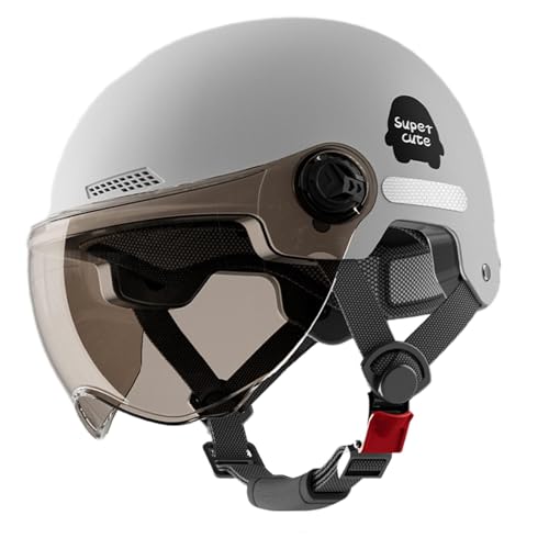 Halber Motorrad Helm | Schutzausrüstung Für Erwachsene Stoßdämpfende Halbroller Helme | Fahrradroller Helme Mit Abnehm Barer Sonnenblende Für Erwachsene Männer Und Frauen von Geteawily
