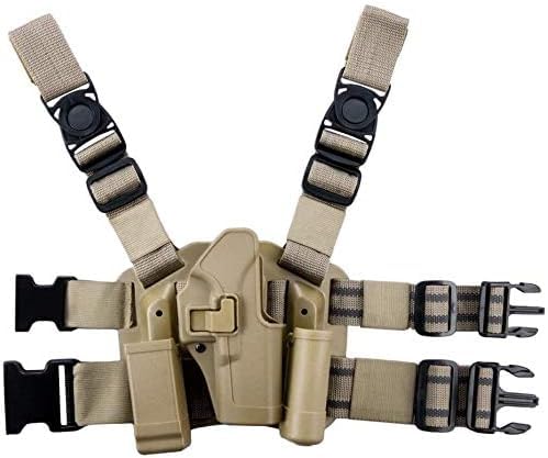 Gexgune Drop Leg Holster, CQC Serpa Rechtshänder Drop Leg Oberschenkel Pistole Holster Magazine & Taschenlampentasche für G1ock 17/19/22/23/31/32 von Gexgune